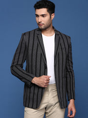 Men Charcoal Slim Fit Single Breasted Blazer-SOBLZ-097-Charcoal