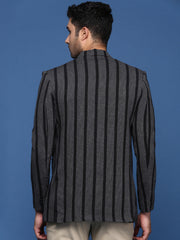Men Charcoal Slim Fit Single Breasted Blazer-SOBLZ-097-Charcoal