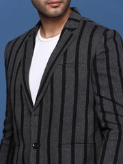 Men Charcoal Slim Fit Single Breasted Blazer-SOBLZ-097-Charcoal