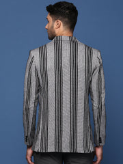 Men Grey Slim Fit Single Breasted Blazer-SOBLZ-097-Grey