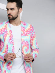 Men Mandarin Collar Printed Multi Blazer-SOBLZ-284-Multi