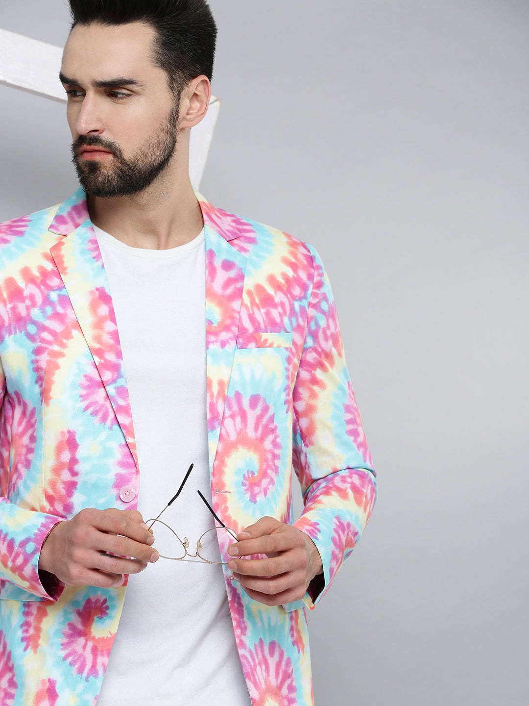 Multi Printed Mandarin Collar Blazer - Men's Ethnic Wear