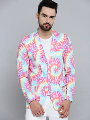 Men Mandarin Collar Printed Multi Blazer-SOBLZ-284-Multi