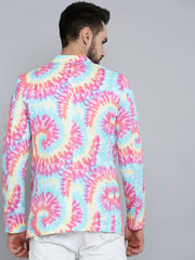 Men Mandarin Collar Printed Multi Blazer-SOBLZ-284-Multi