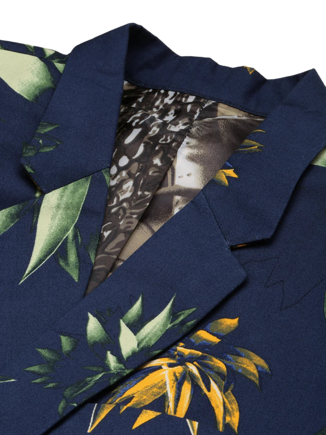 Navy Blue Printed Blazer - Stylish Men's Nehru Jacket