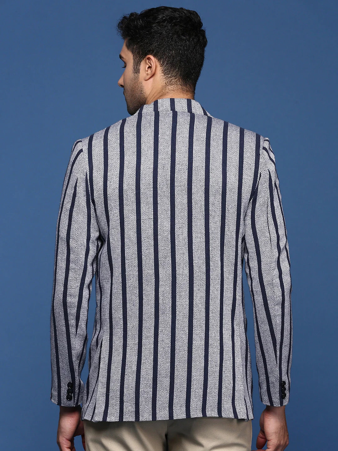 Navy Blue Slim Fit Blazer - Men's Ethnic Nehru Jackets