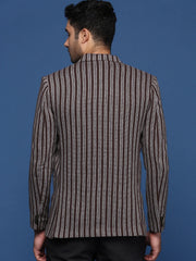 Men Brown Slim Fit Single Breasted Blazer-SOBLZ-37-Brown