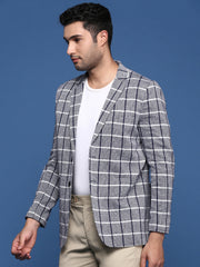 Men Navy Blue Slim Fit Single Breasted Blazer-SOBLZ-37-Navyblue