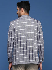 Men Navy Blue Slim Fit Single Breasted Blazer-SOBLZ-37-Navyblue