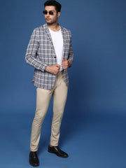 Men Navy Blue Slim Fit Single Breasted Blazer-SOBLZ-37-Navyblue