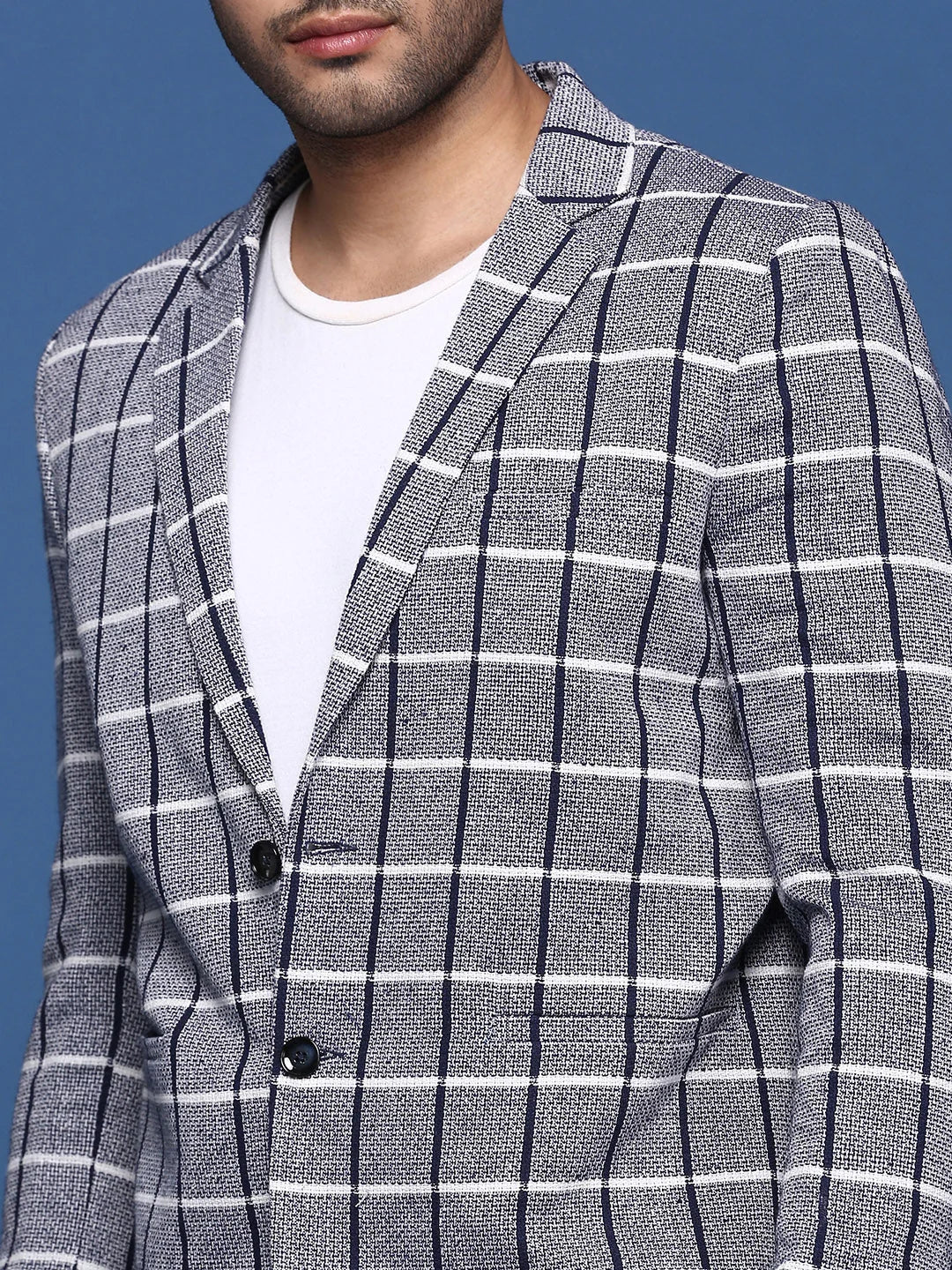 Navy Blazer - Slim Fit Cotton, Men's Ethnic Wear | DesiQlo