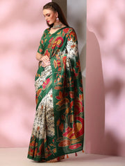 Women's Organza Light Blue Printed Designer Saree With Blouse Piece-SANKARI205