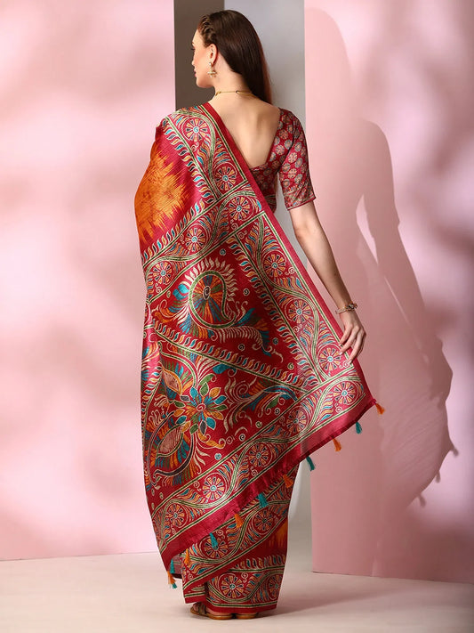 Women's Organza Light Blue Printed Designer Saree With Blouse Piece-SANKARI505 1500