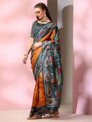 Women's Organza Mauve Printed Designer Saree With Blouse Piece-SALILA202