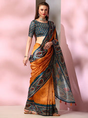 Women's Organza Mauve Printed Designer Saree With Blouse Piece-SALILA202