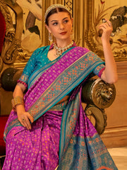 Women's Blend Yellow Woven Design Designer Saree With Blouse Piece-TRISHA7904