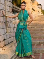 Navy Blue Woven Women Saree-VTR9202