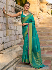 Navy Blue Woven Women Saree-VTR9202