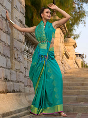 Navy Blue Woven Women Saree-VTR9202