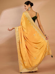 Women's Crepe Yellow Embellished Designer Saree With Blouse Piece-SRENIK1555C