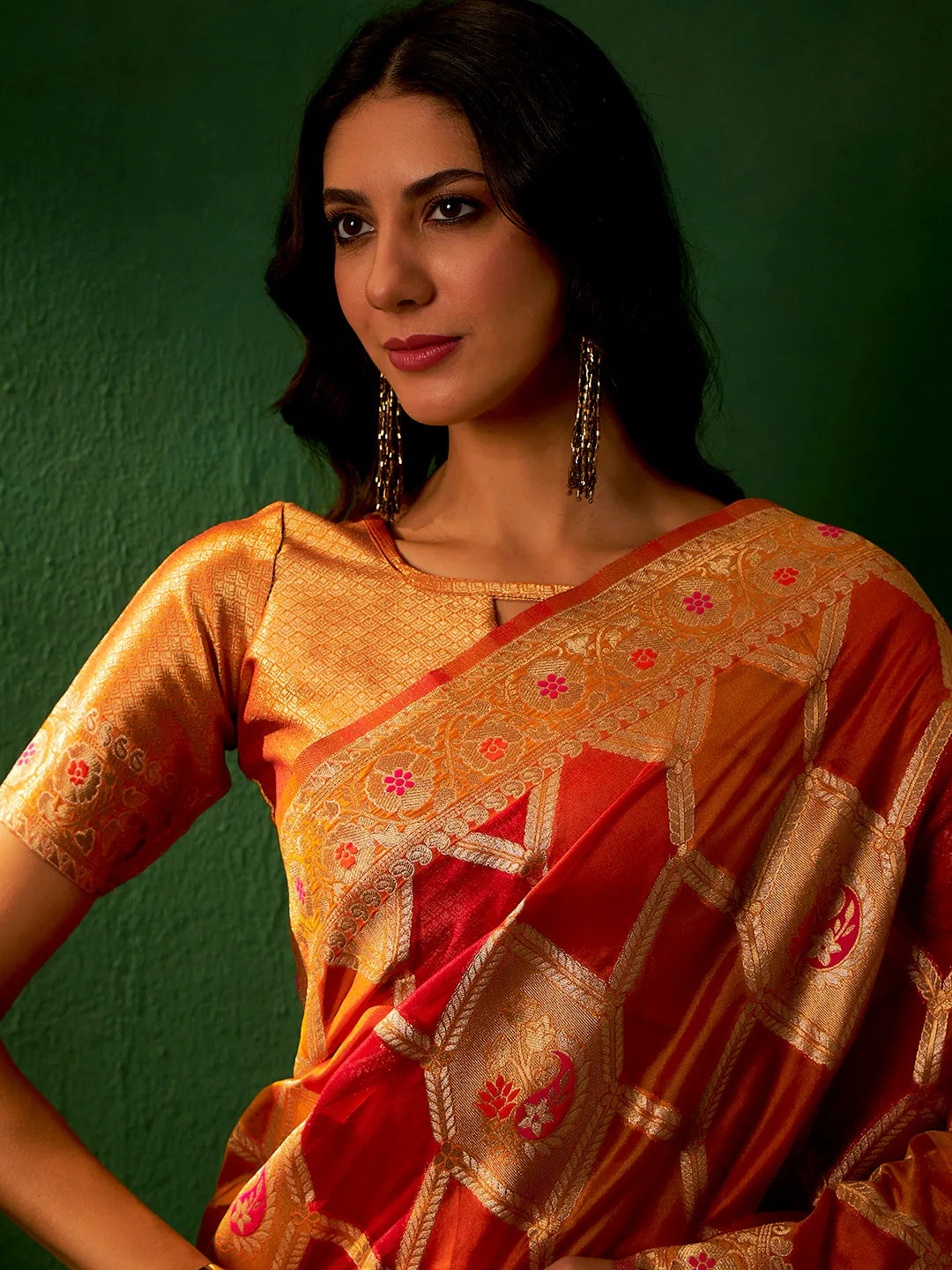 Multicolor Organza Saree | Designer Sarees India