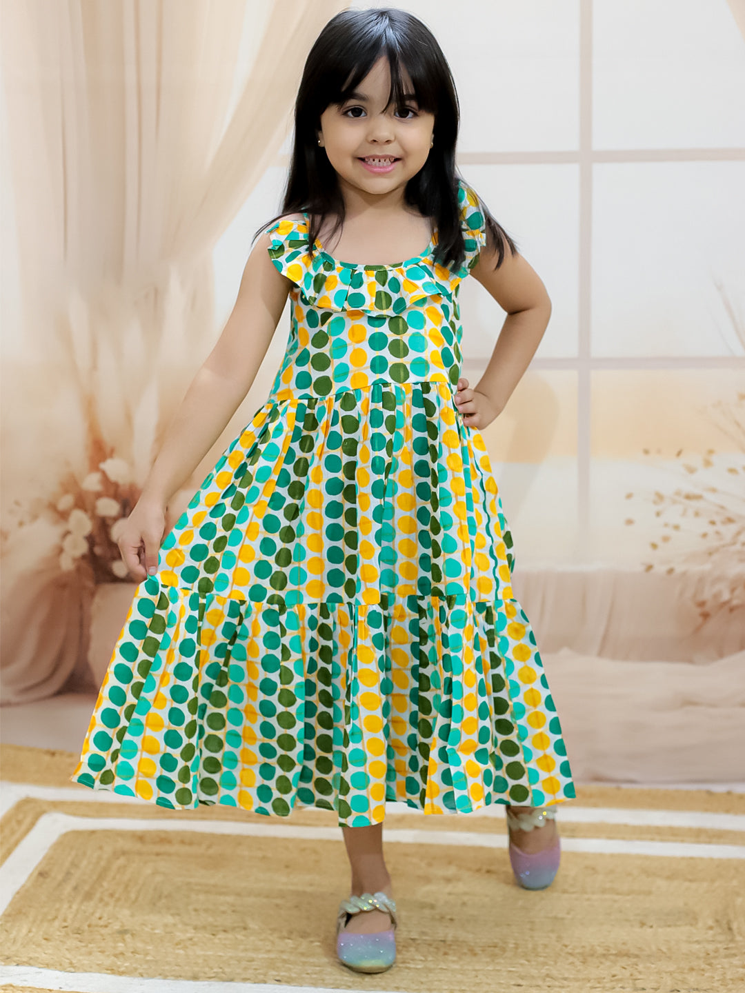 Cotton Dress for Girls - 1-2 Y | SS24DR82GRA | DesiQlo