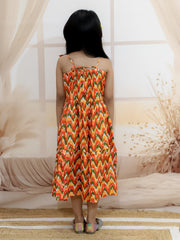 Cotton Dress for Girls - Orange | SS24DR82ORA