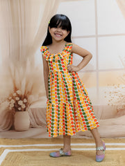 Cotton Dress for Girls - Yellow | SS24DR82YWA