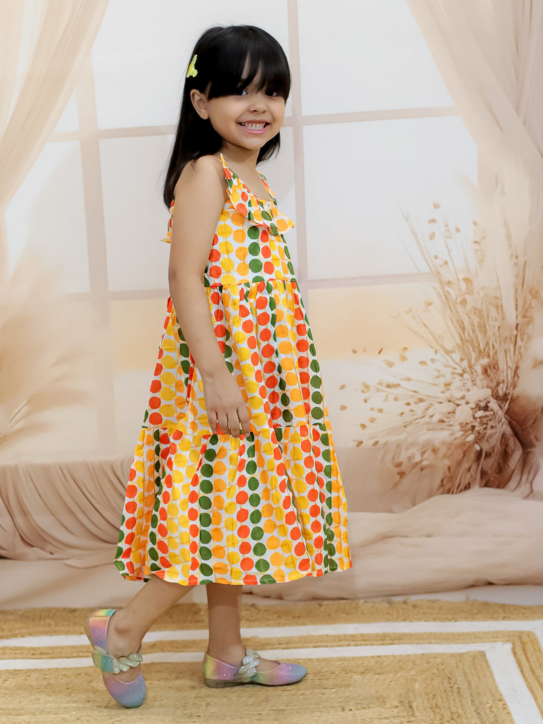 Cotton Dress for Girls - Yellow | SS24DR82YWA | DesiQlo