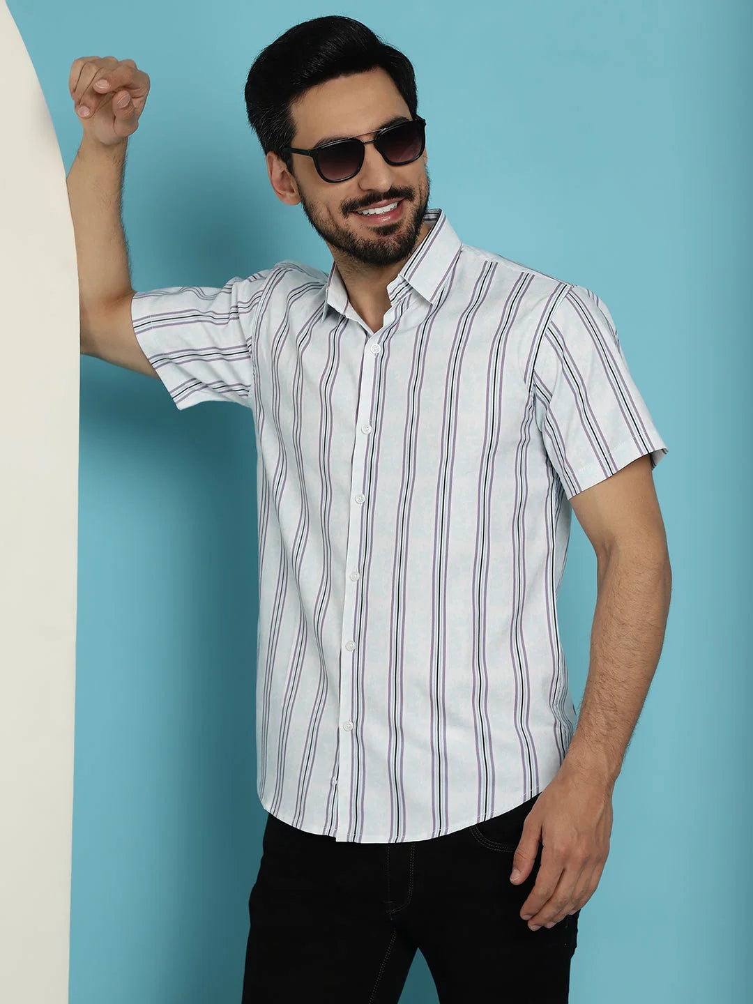 Men's Striped Half Sleeve Casual Shirt for Mens