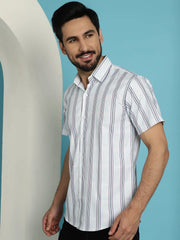 Men's Striped Half Sleeve Casual Shirt for Mens