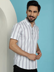 Men's Striped Half Sleeve Casual Shirt for Mens