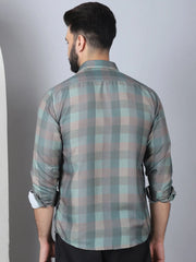 Cotton Blend Checked Casual Shirt for Mens-SF-888Green