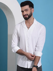Lapel Collar Casual Shirt for Mens.-SF-904White