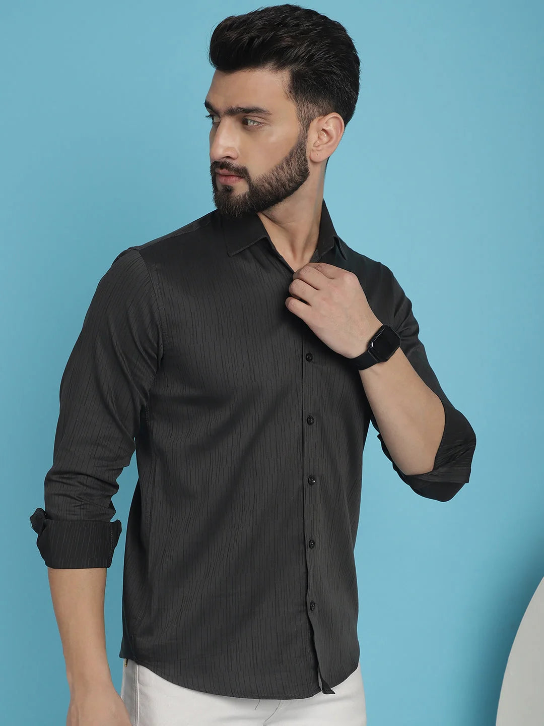 Woven Design Mens Shirt - Casual Cotton Shirt for Men