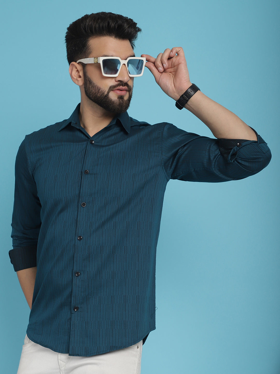 Woven Design Casual Shirt-SF-90 - Premium Cotton Mens Shirt