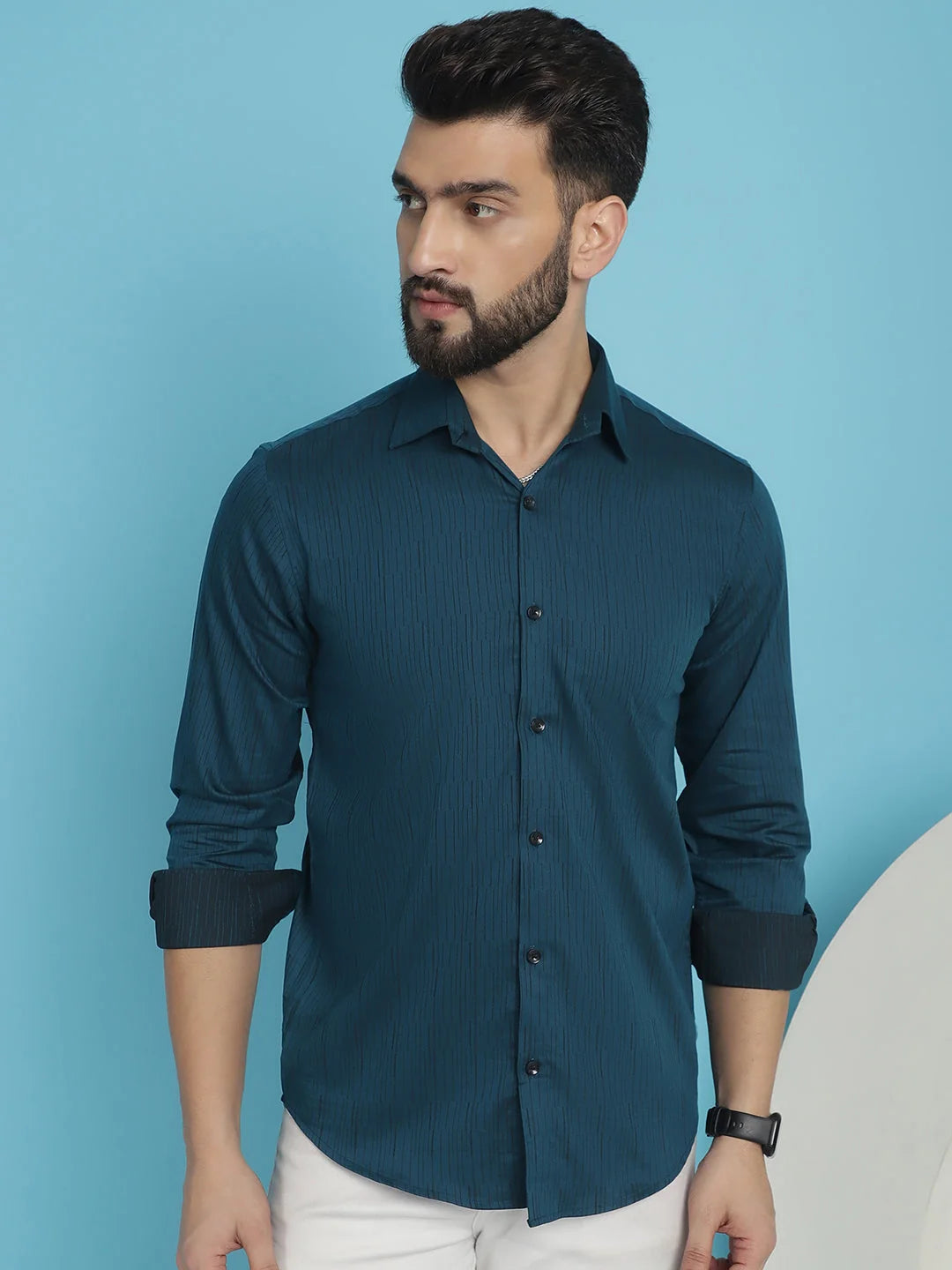 Woven Design Casual Shirt-SF-90 - Premium Cotton Mens Shirt