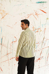 Woven Design Green Cotton Shirt for Men-SF-917Green