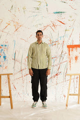 Woven Design Green Cotton Shirt for Men-SF-917Green