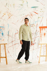 Woven Design Green Cotton Shirt for Men-SF-917Green