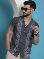 Printed Half Sleeve Lycra Shirt for Men-SF-919Grey