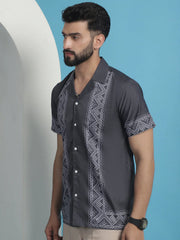 Printed Half Sleeve Lycra Shirt for Men-SF-919Grey