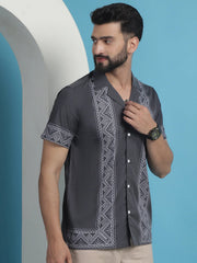 Printed Half Sleeve Lycra Shirt for Men-SF-919Grey
