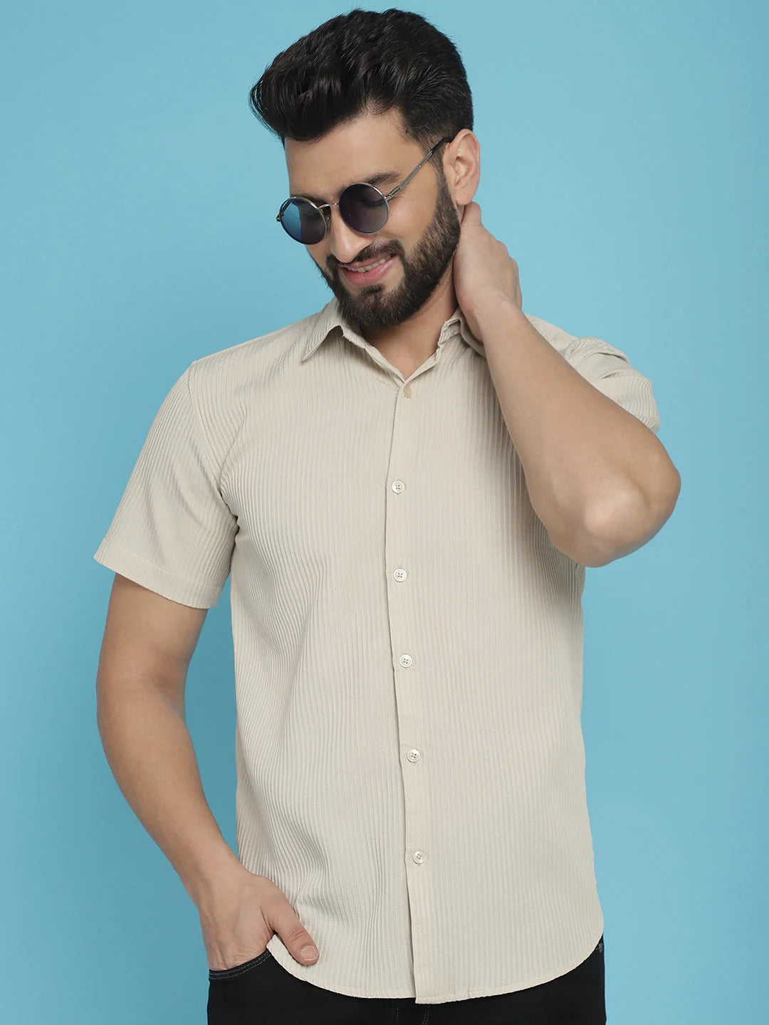 Shop Striped Mens Shirt - Half Sleeve Casual Cotton Shirt