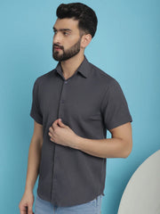 Striped Half Sleeve Casual Shirt for Men's-SF-921Grey