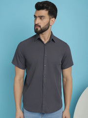 Striped Half Sleeve Casual Shirt for Men's-SF-921Grey