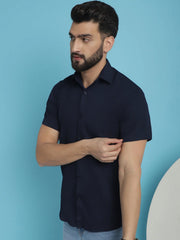 Striped Half Sleeve Casual Shirt for Men's-SF-921Navy