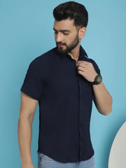 Striped Half Sleeve Casual Shirt for Men's-SF-921Navy