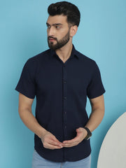 Striped Half Sleeve Casual Shirt for Men's-SF-921Navy