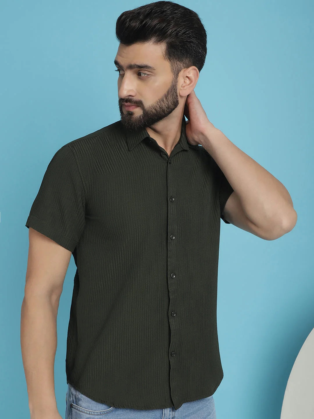 Trendy Striped Mens Shirt - Half Sleeve Casual Cotton Shirt